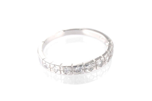 Cubic Zirconia Sterling Silver Clear Half Eternity