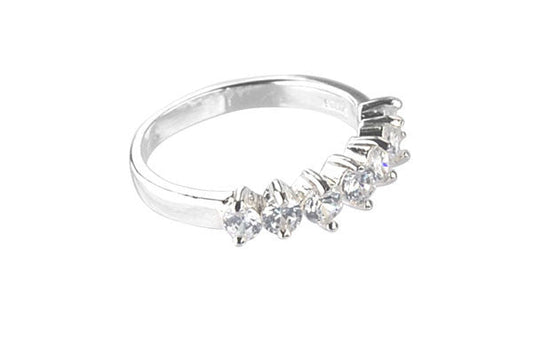 Cubic Zirconia Sterling Silver Clear Seven-Stone