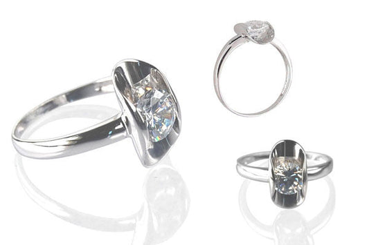 Cubic Zirconia Sterling Silver Clear Morning Dew