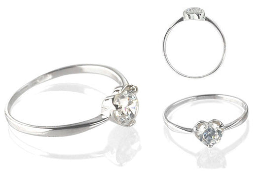 Cubic Zirconia Sterling Silver 5mm Round Solitaire in Heart