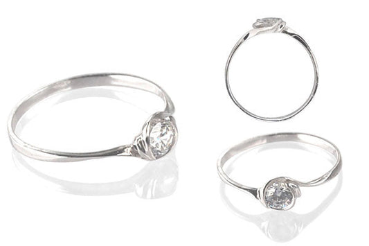 Cubic Zirconia Sterling Silver 4mm Round Solitaire