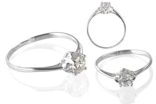 Cubic Zirconia Sterling Silver 5mm Round Solitaire on Clover