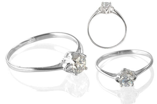 Cubic Zirconia Sterling Silver 5mm Round Solitaire on Clover