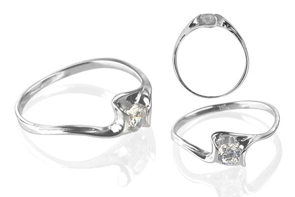 Cubic Zirconia Sterling Silver 4mm Round Solitaire on Folding Base