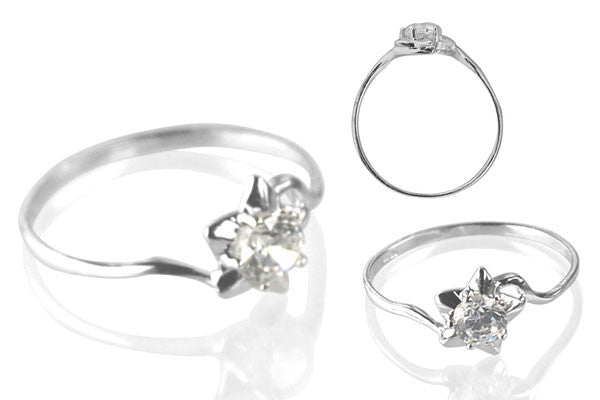 Cubic Zirconia Sterling Silver 5mm Round Solitaire on Star