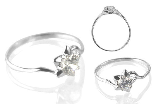 Cubic Zirconia Sterling Silver 5mm Round Solitaire on Star