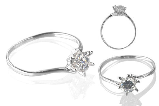 Cubic Zirconia Sterling Silver 5mm Round Solitaire 6 Prongs