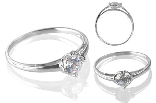 Cubic Zirconia Sterling Silver 6mm Round Solitaire 4 Prongs