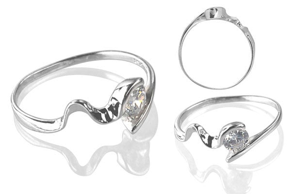 Cubic Zirconia Sterling Silver 4.5mm Round Solitaire with Bended