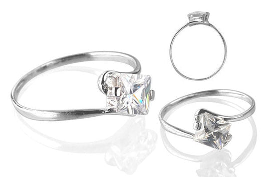 Cubic Zirconia Sterling Silver 5mm Princess Cut Solitaire
