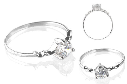 Cubic Zirconia Sterling Silver 5mm Round Solitaire with Bended