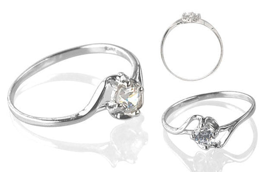 Cubic Zirconia Sterling Silver 4mm Round Solitaire