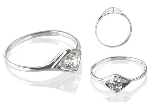 Cubic Zirconia Sterling Silver 4.5mm Round Solitaire in Concave