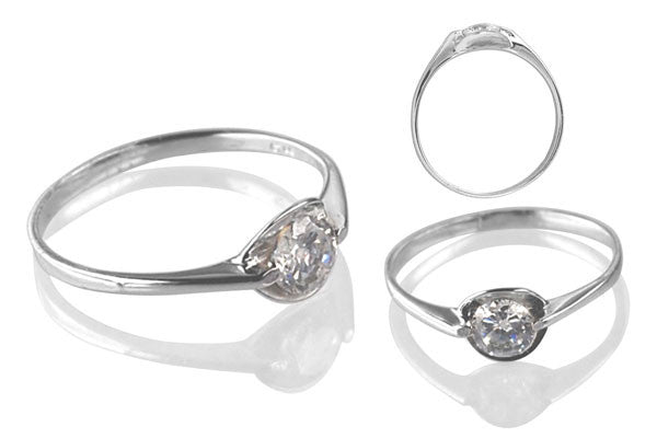 Cubic Zirconia Sterling Silver 4.5mm Round Solitaire