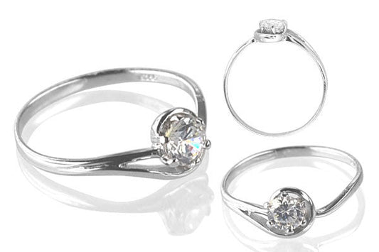 Cubic Zirconia Sterling Silver 4.5mm Round Solitaire