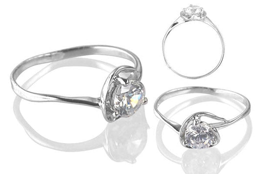 Cubic Zirconia Sterling Silver 6mm Round Solitaire in Heart