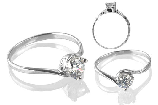 Cubic Zirconia Sterling Silver 5mm Round Solitaire