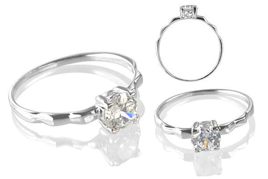 Cubic Zirconia Sterling Silver 5.5mm Round Solitaire