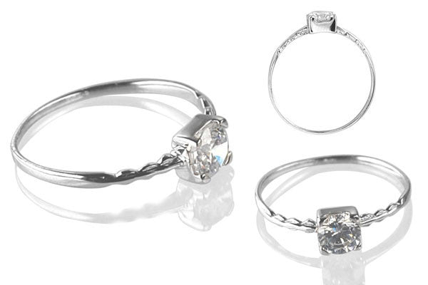 Cubic Zirconia Sterling Silver 5mm Round Solitaire