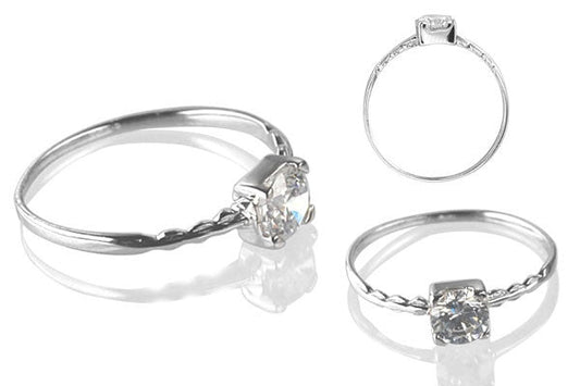 Cubic Zirconia Sterling Silver 5mm Round Solitaire