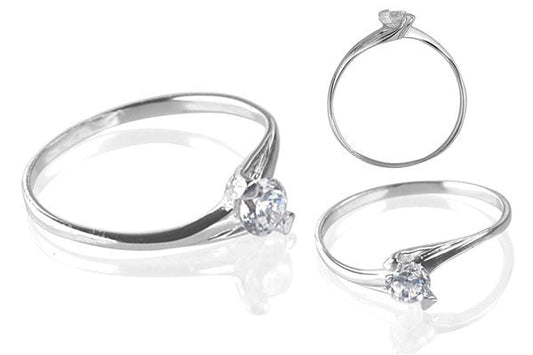 Cubic Zirconia Sterling Silver 4.5mm Round Solitaire