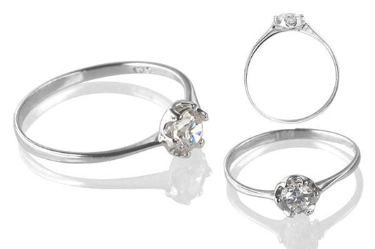 Cubic Zirconia Sterling Silver 4.5mm Round Solitaire