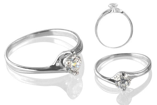 Cubic Zirconia Sterling Silver 5mm Round Solitaire