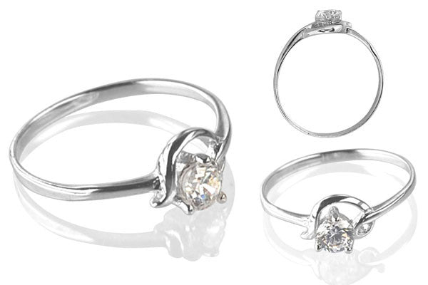 Cubic Zirconia Sterling Silver 4mm Round Solitaire