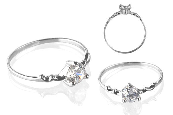 Cubic Zirconia Sterling Silver 5mm Round Solitaire