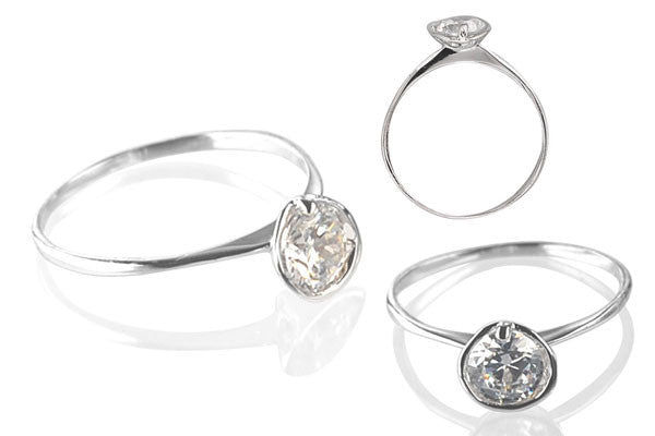 Cubic Zirconia Sterling Silver 6mm Round Solitaire in Martini Cup