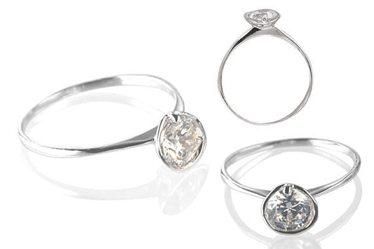 Cubic Zirconia Sterling Silver 6mm Round Solitaire in Martini Cup