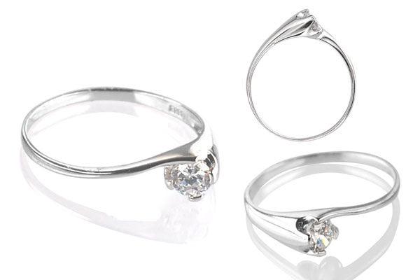 Cubic Zirconia Sterling Silver 4mm Round Solitaire