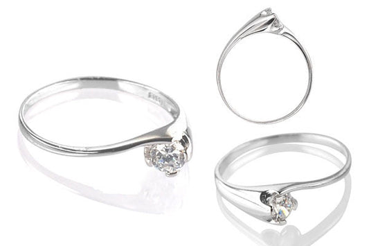 Cubic Zirconia Sterling Silver 4mm Round Solitaire