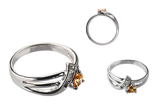 Cubic Zirconia Sterling Silver Golden Topaz Heart