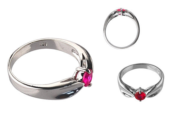 Cubic Zirconia Sterling Silver Ruby Red Round Solitaire