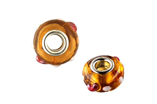 Lampwork Rondelle with Silver Plated Core, 10x15mm