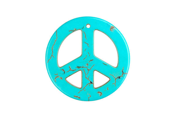 Howlite Beads - (Turquoise Peace Sign Pendant - 35x35mm - Piece - unbranded beads for jewelry making