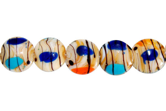 Art Foil Glass Button Beads, 8-Inch Strand, Beads for Jewelry Making