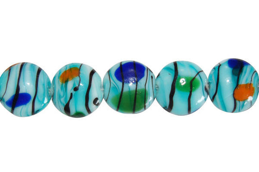 Art Foil Glass Button Beads, 8-Inch Strand, Beads for Jewelry Making