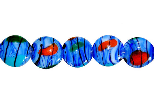 Art Foil Glass Button Beads, 8-Inch Strand, Beads for Jewelry Making