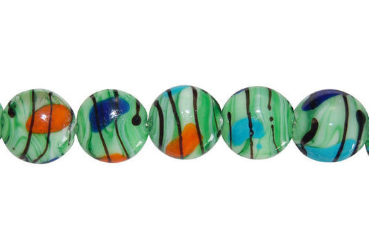 Art Foil Glass Button Beads, 8-Inch Strand, Beads for Jewelry Making