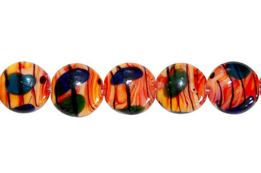 Art Foil Glass Button Beads, 8-Inch Strand, Beads for Jewelry Making