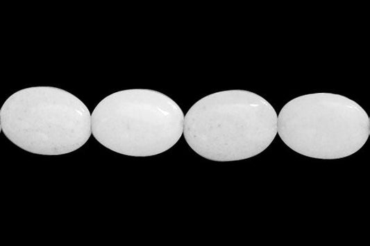 White Marble Flat Oval Beads, 16-Inch Strand, Jewelry Making Supplies