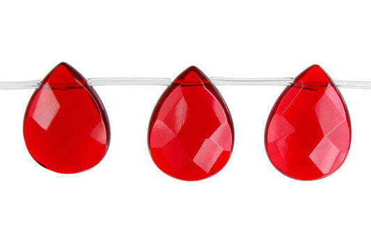 Ruby Quartz Faceted Flat Briolette