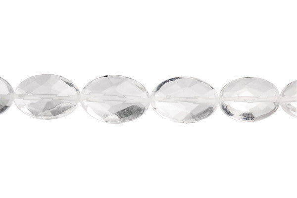Clear Quartz Flat Oval Faceted Beads, 16-Inch Strand, Beads for Jewelry Making