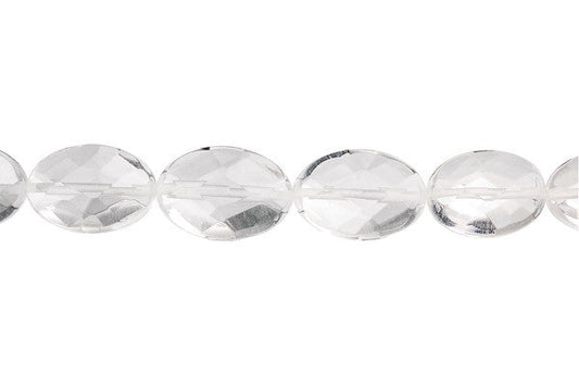 Clear Quartz Flat Oval Faceted Beads, 16-Inch Strand, Beads for Jewelry Making