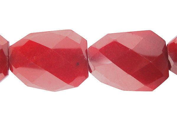 Red Marble Beads - Red) Twisted Faceted Flat Slab - 30x40mm - 16-inch - unbranded beads for jewelry making