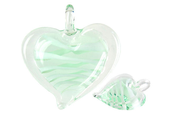 Murano Foil Glass Flat Heart XD Pendant, 48x48mm, 1 Piece, Pendant for Jewelry Making