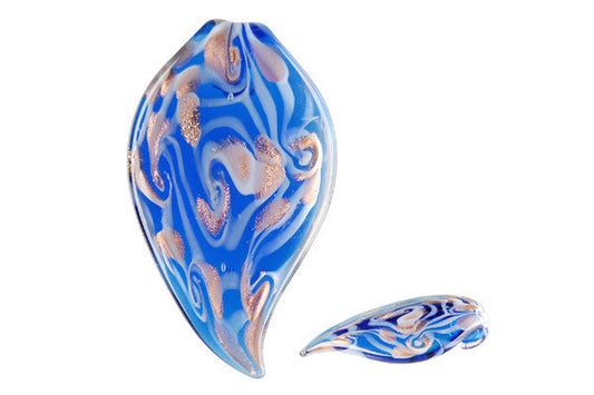 Murano Foil Glass Tongue Pendant, 38x65mm, 1 Piece, Pendant for Jewelry Making