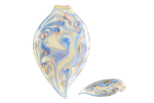 Murano Foil Glass Tongue Pendant, 38x65mm, 1 Piece, Pendant for Jewelry Making